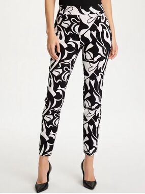 CHICOS NWT Brigitte Slim Artisanal Ankle Pants Black White Size 12